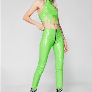 NWT Dolls Kill neon latex pants